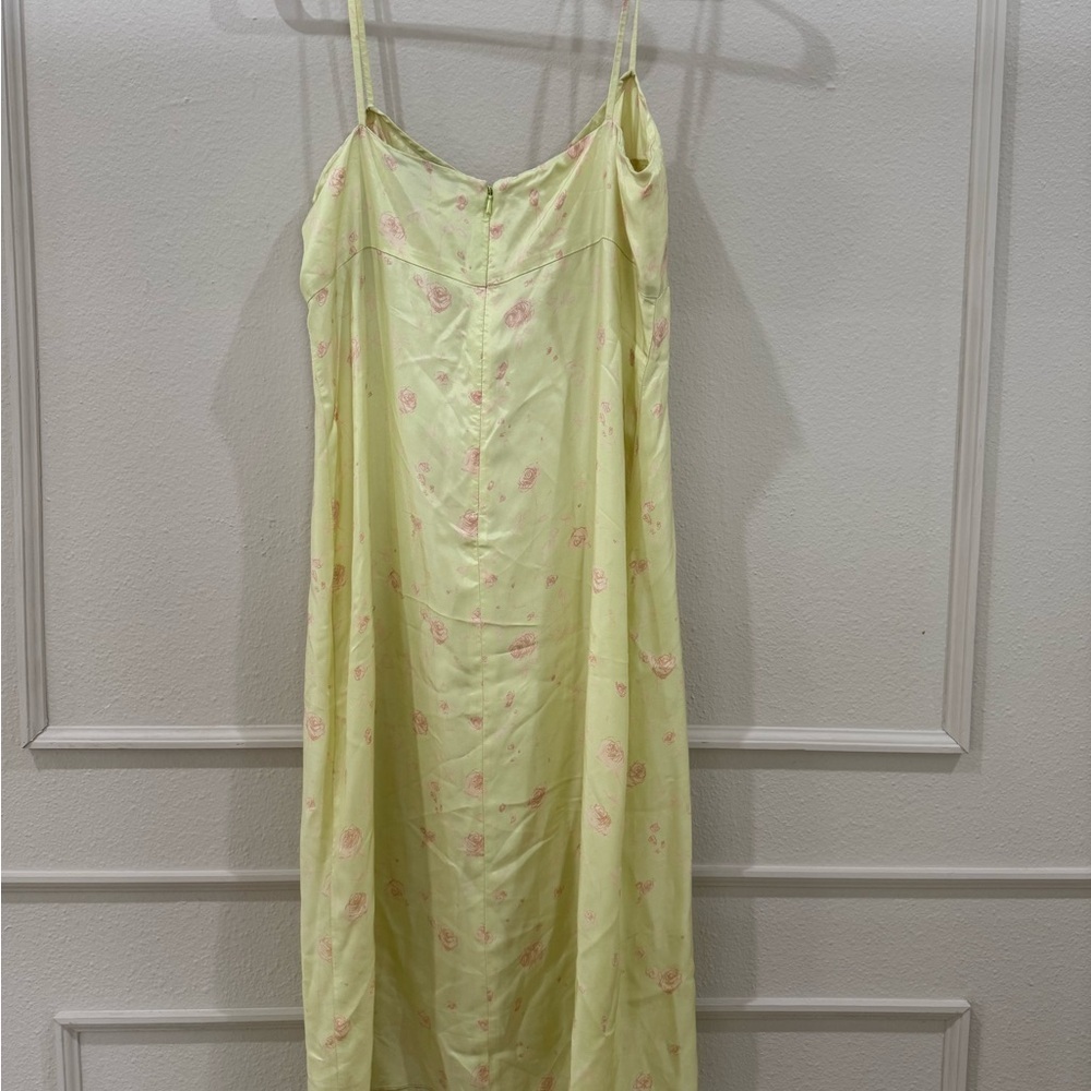 DKNY lemon lime corsette midi slip dress w/ pink rose florals size 6 - Picture 4 of 4
